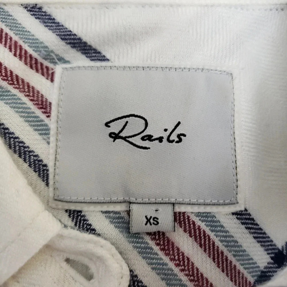 Rails Shirt Hunter White Plaid Long Sleeve Button Up Collared Flannel Top - Picture 5 of 8